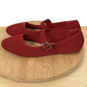 NWOT MIA Reena Red Knit Mary Jane Flats – Size 9M